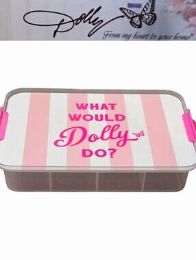 Dolly Parton, "What Would Dolly Do?" Butterfly Stripe Divided Snack Box- Pink
